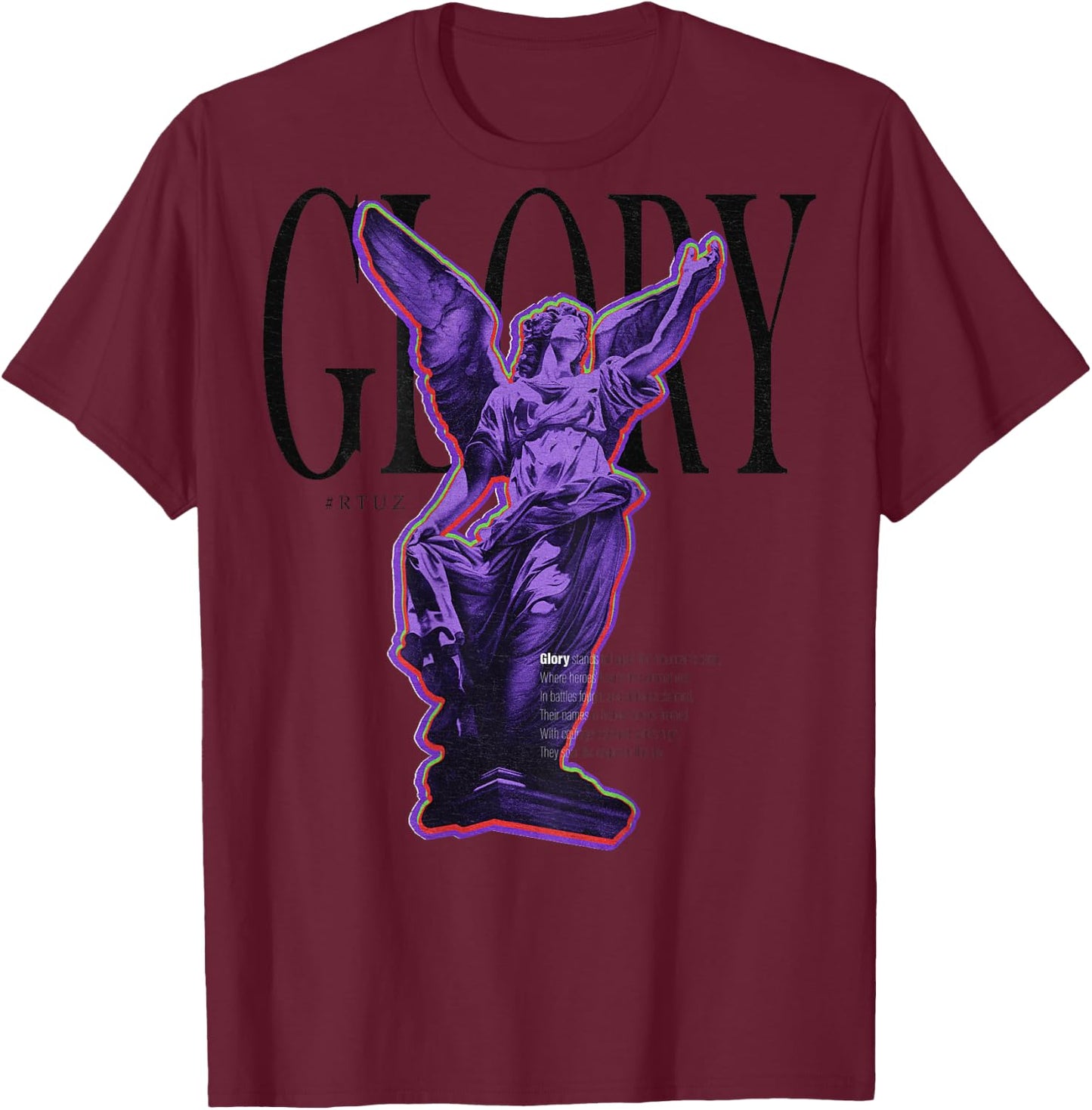 Back Print Y2K Aesthetic Streetwear Fashion Women Men Angel T-Shirt - T-Shirt | Maroon