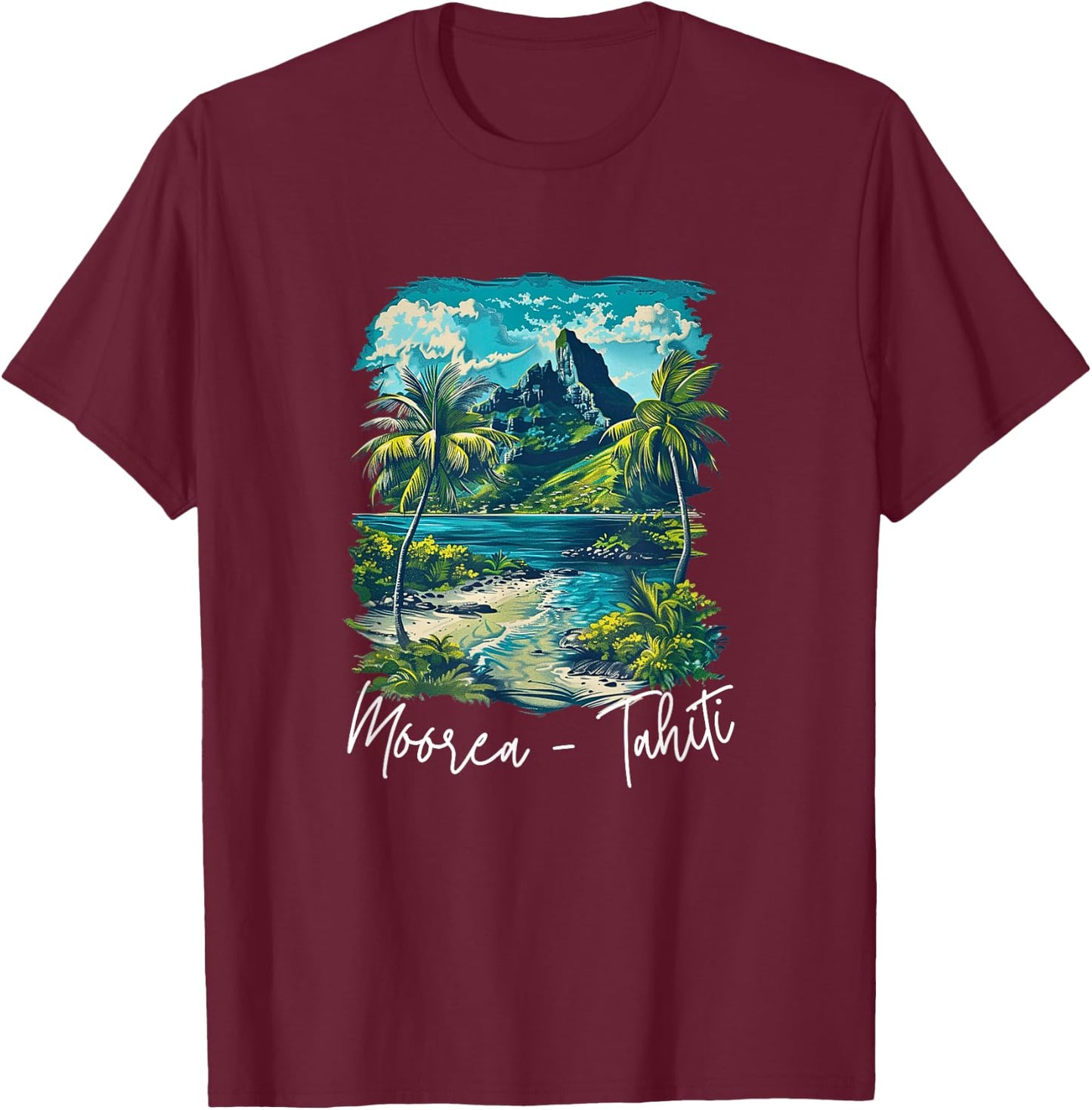 French Polynesia Moorea Tahiti T-Shirt - T-Shirt | Maroon