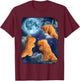 Funny Food Dinosaur Chicken Nuggets Howling At The Moon T-Shirt - T-Shirt | Maroon