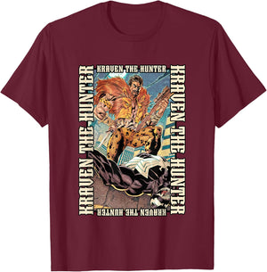 Marvel Universe Classic Kraven The Hunter Beating Venom T-Shirt - T-Shirt | Maroon