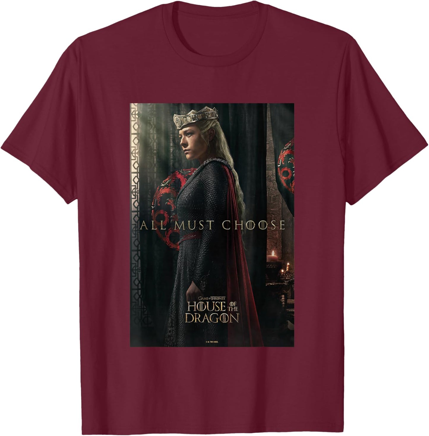 House of the Dragon All Must Choose Rhaenyra Targaryen Retro T-Shirt - T-Shirt | Maroon