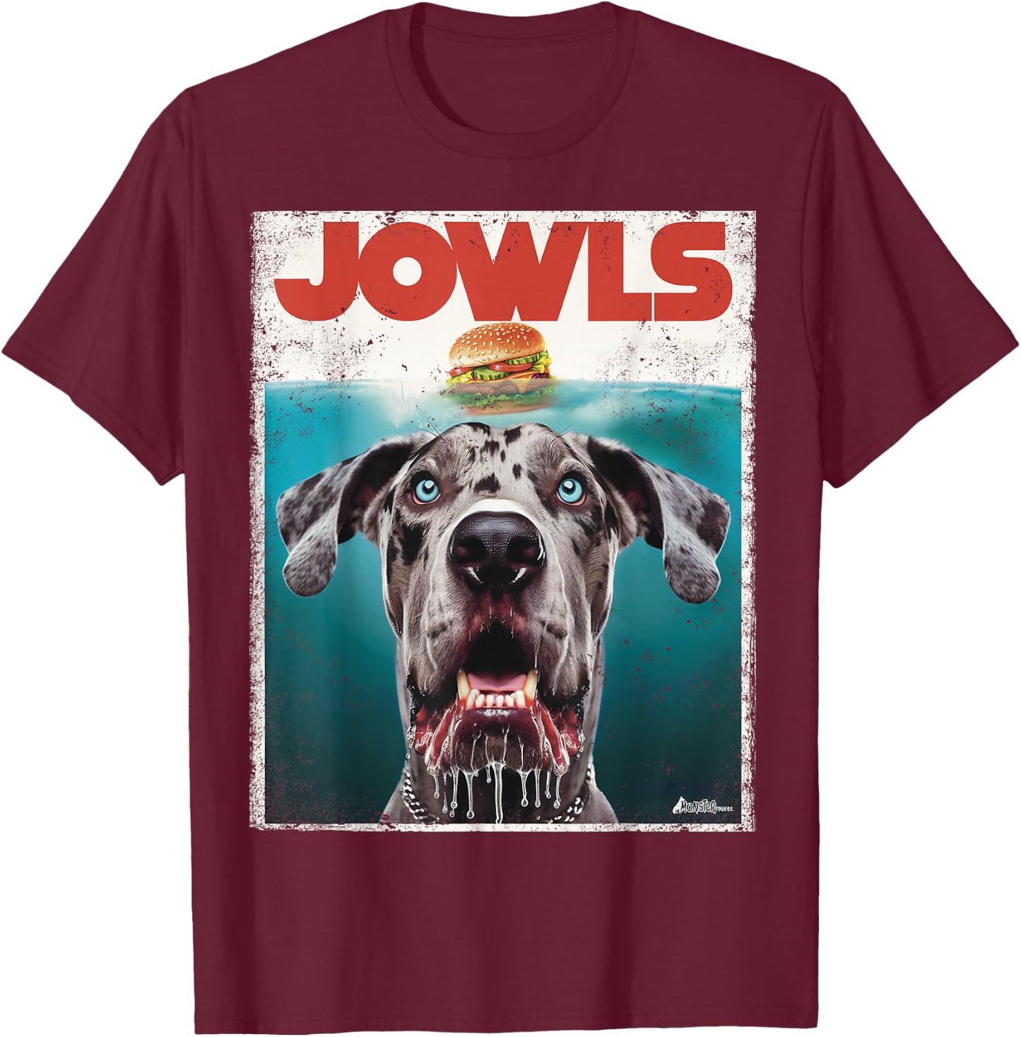 Merle Great Dane Jowls, Paws Top, Blue Eye Brown Dog Mom Dad T-Shirt - T-Shirt | Maroon