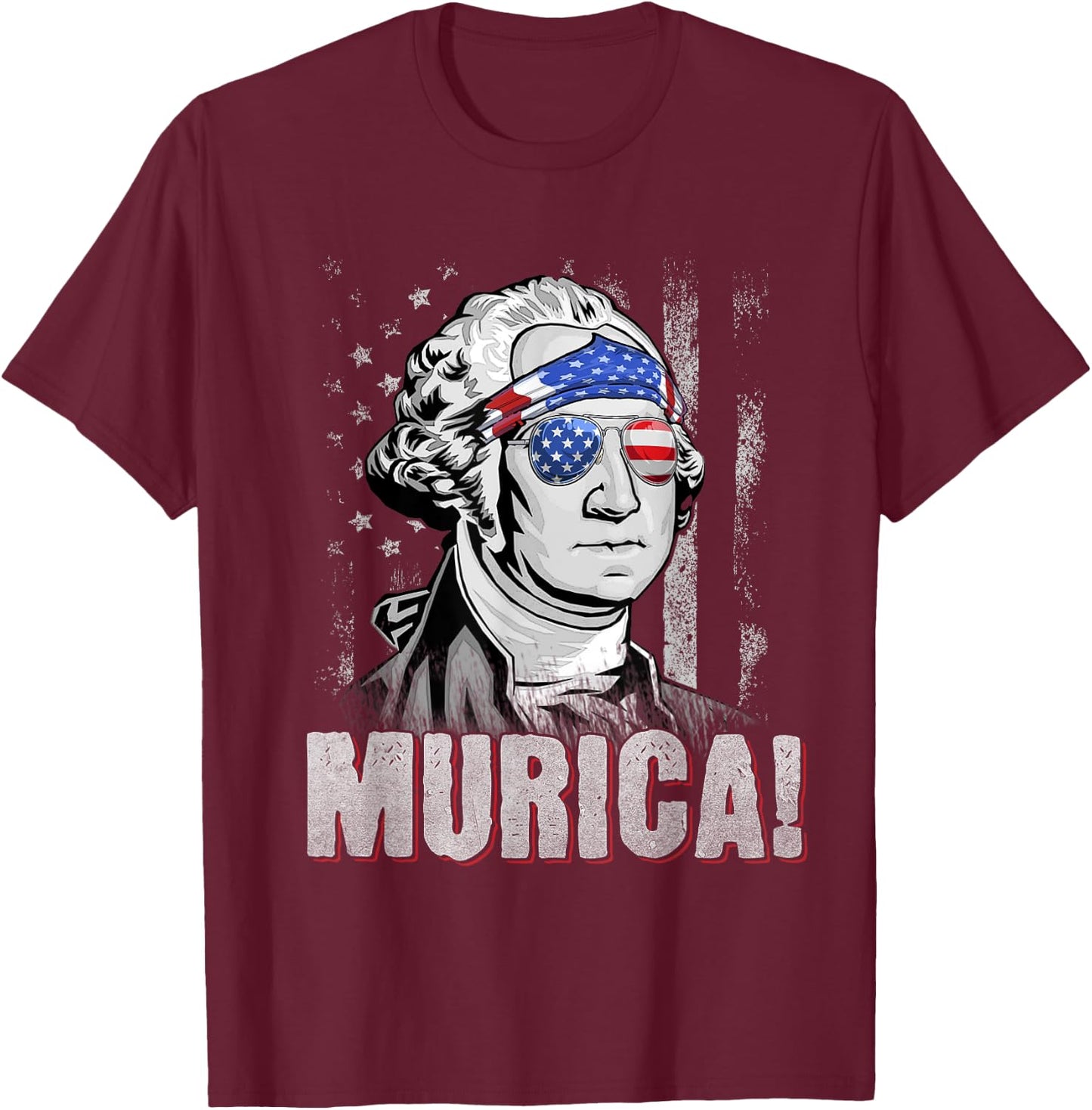 American Flag Murica Patriotic 4th of July George Washington Kids Men T-Shirt - T-Shirt | Maroon