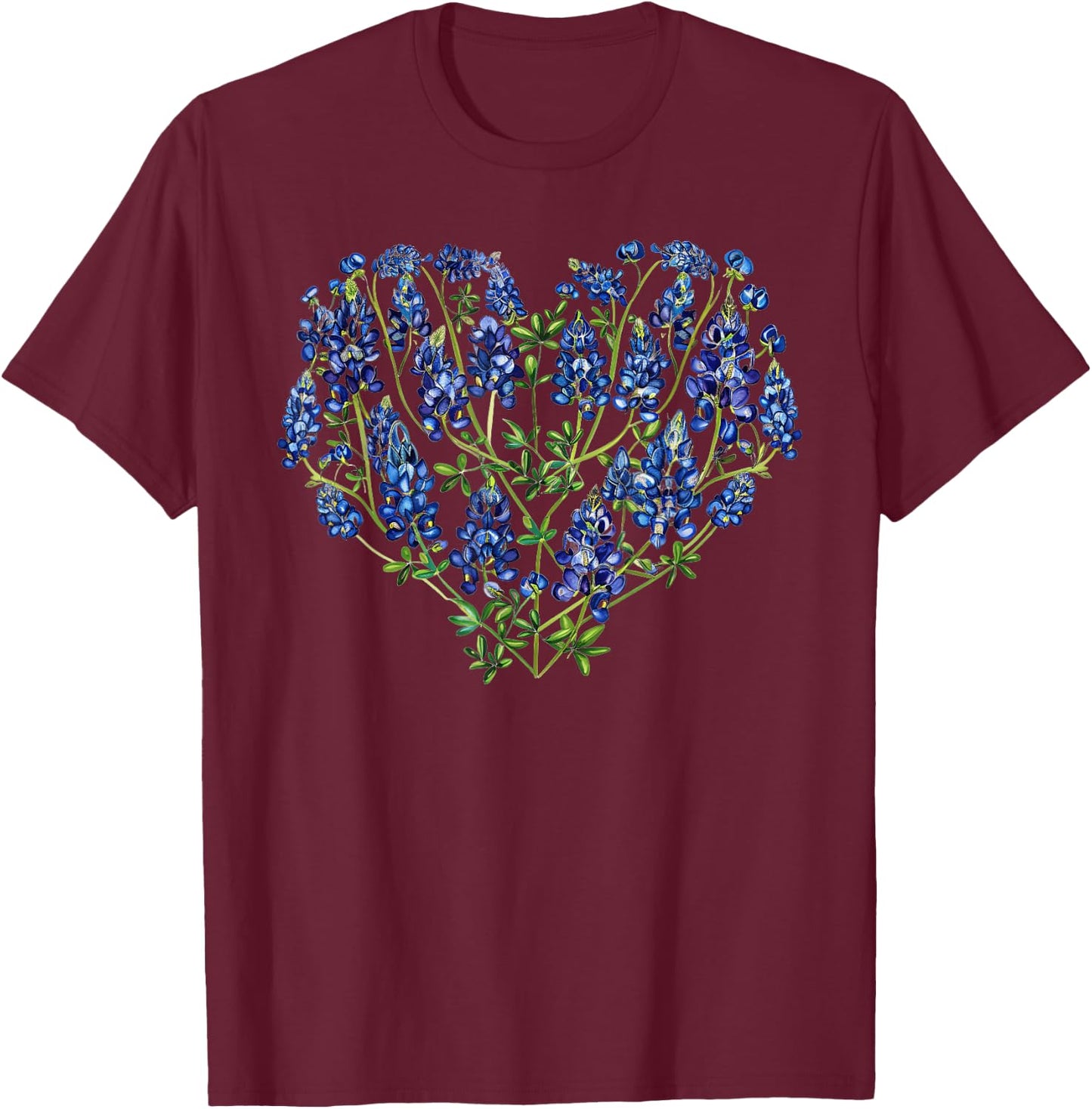 Bluebonnet In A Heart T-Shirt - T-Shirt | Maroon