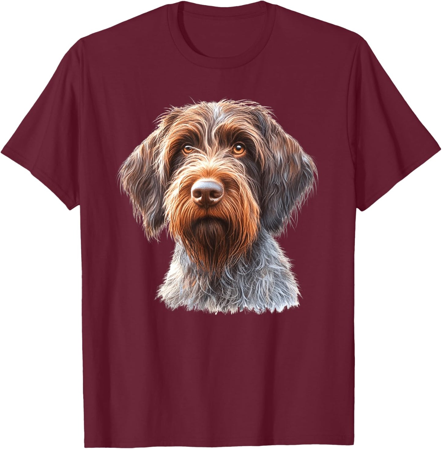Urban Empyre Wirehaired Pointing Griffon Dog Adults , Black, Small, Short Sleeve, Classic Fit, Modern, Cartoon Dog, Animal Print, Blended Fabric, , 1 Count T-Shirt - T-Shirt | Maroon