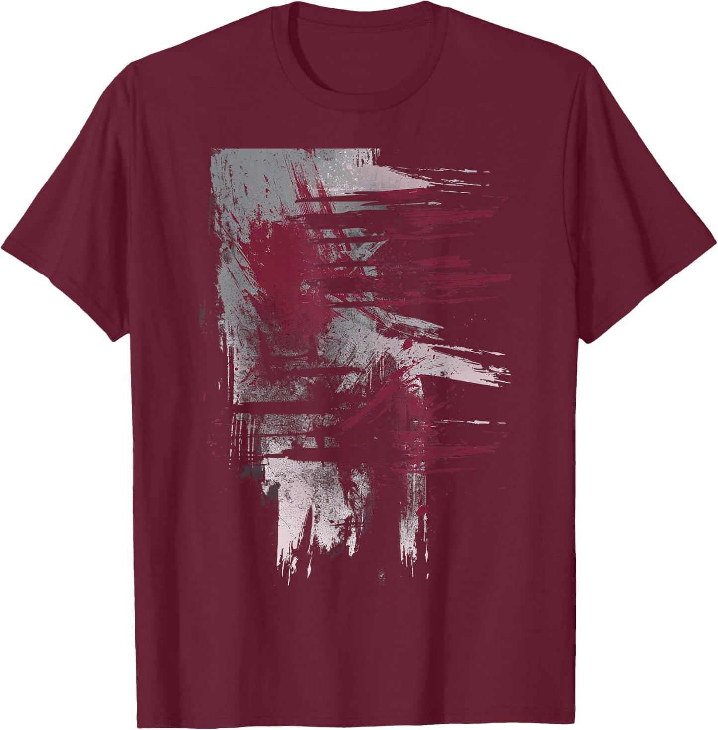 Grunge Black and Red Artistic Design T-Shirt - T-Shirt | Maroon