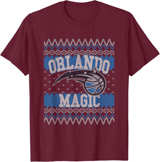NBA Orlando Magic Ugly Christmas Sweater Style T-Shirt - T-Shirt | Maroon