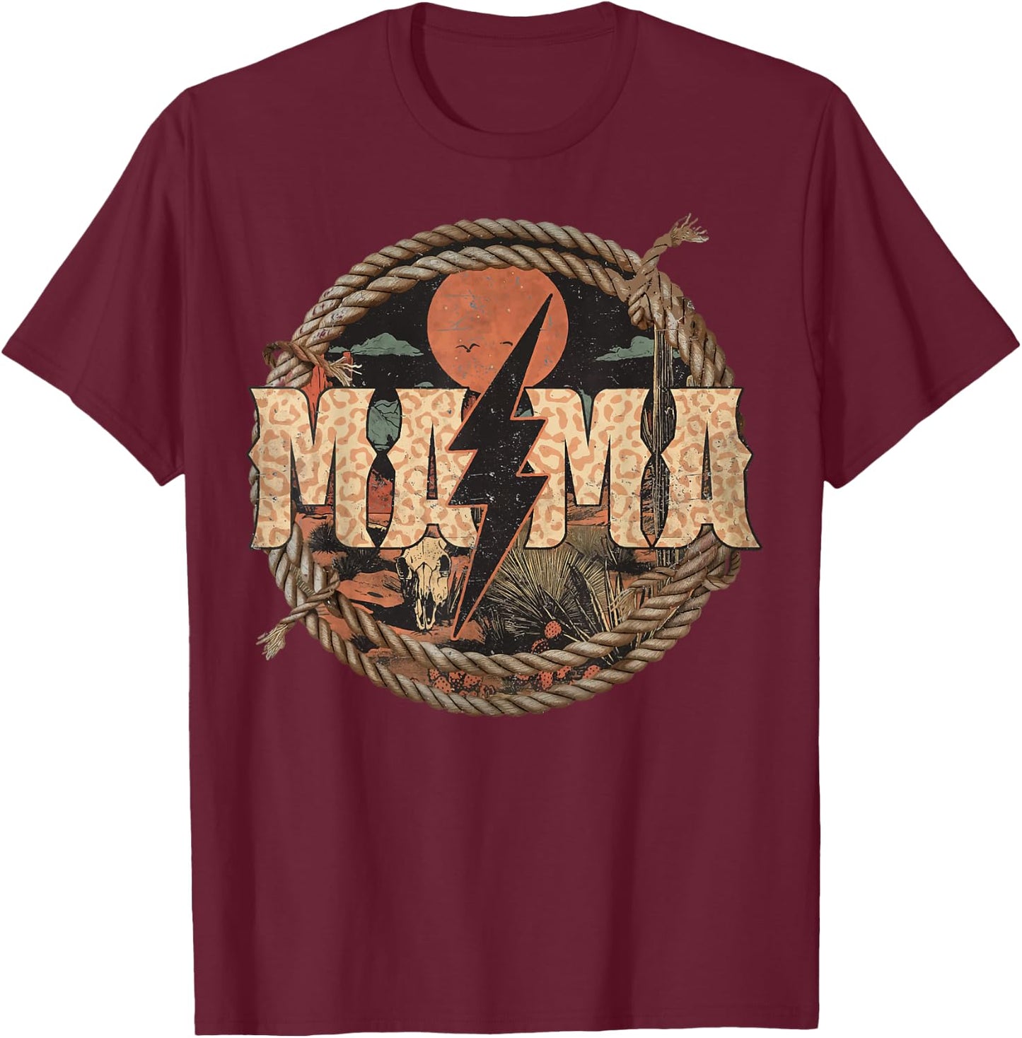 Mama western lightning bolt Mother's Day T-Shirt - T-Shirt | Maroon
