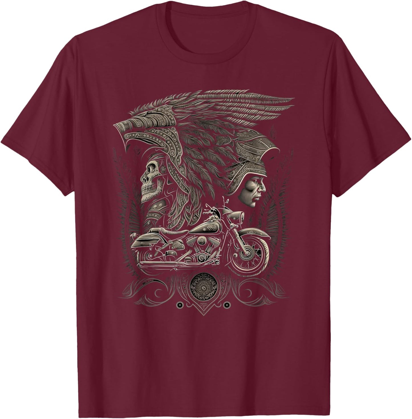 Native American bikes Motorcycle Indian Bikers old classic T-Shirt - T-Shirt | Maroon