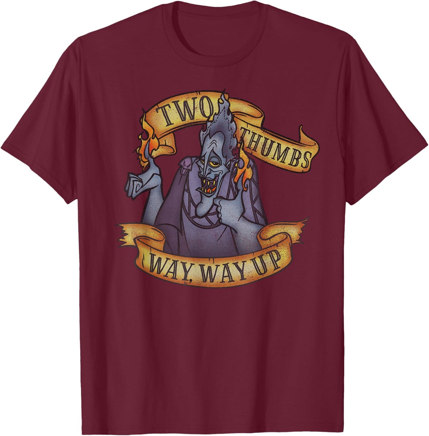 Disney Hercules Hades Two Thumbs Way Way Up T-Shirt - T-Shirt | Maroon
