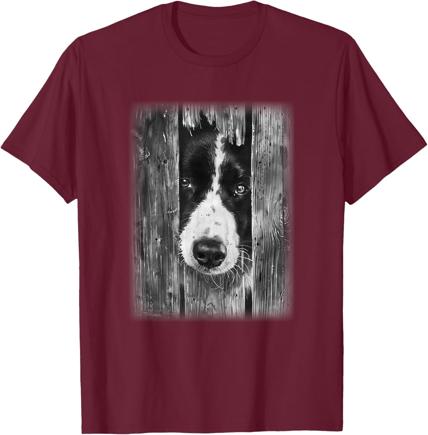 Black and White Border Collie t featuring a Border Collie T-Shirt - T-Shirt | Maroon