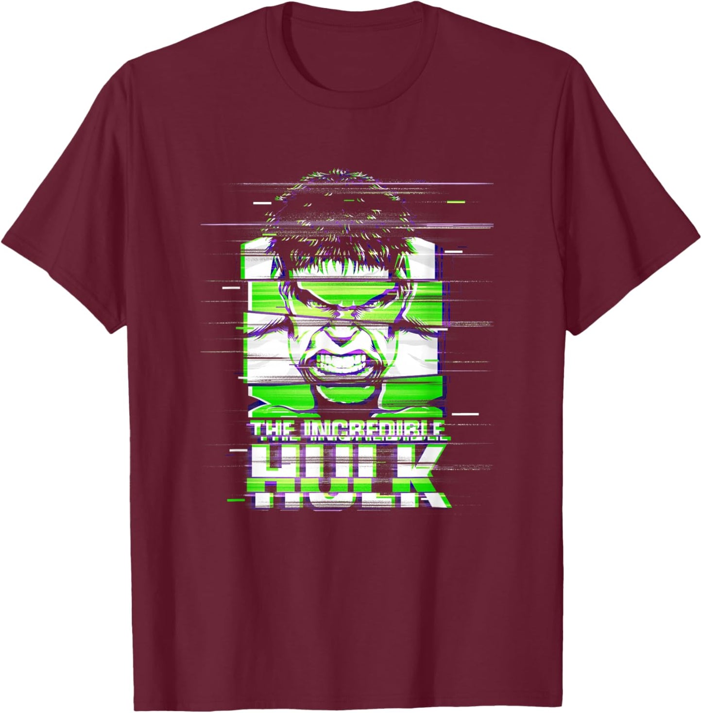Marvel The Incredible Hulk Shattered Static T-Shirt - T-Shirt | Maroon