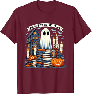 Retro Haunted by My TBR Halloween Book Readers Book Lovers T-Shirt - T-Shirt | Maroon