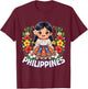 Philippines Flag Culture Cute Filipina Girl Kids T-Shirt - T-Shirt | Maroon