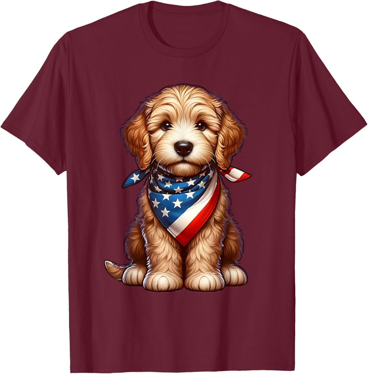 Cute Labradoodle Puppy 4th Of July Dog Kids Men T-Shirt - T-Shirt | Maroon