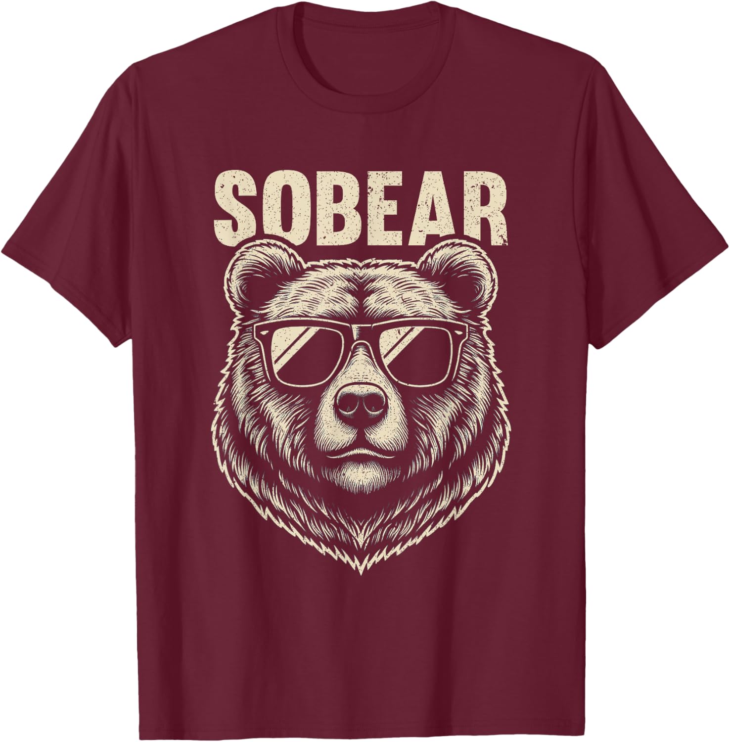 Sobriety Anniversary Sober AA NA Recovery Sobear T-Shirt - T-Shirt | Maroon