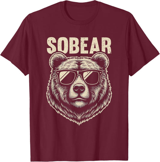 Sobriety Anniversary Sober AA NA Recovery Sobear T-Shirt - T-Shirt | Maroon