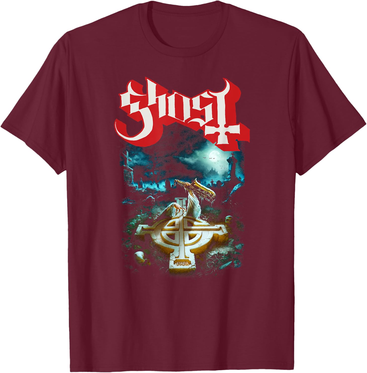 Ghost – Rite Here, Rite Now Title Back and Front T-Shirt - T-Shirt | Maroon