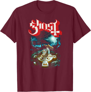 Ghost – Rite Here, Rite Now Title Back and Front T-Shirt - T-Shirt | Maroon