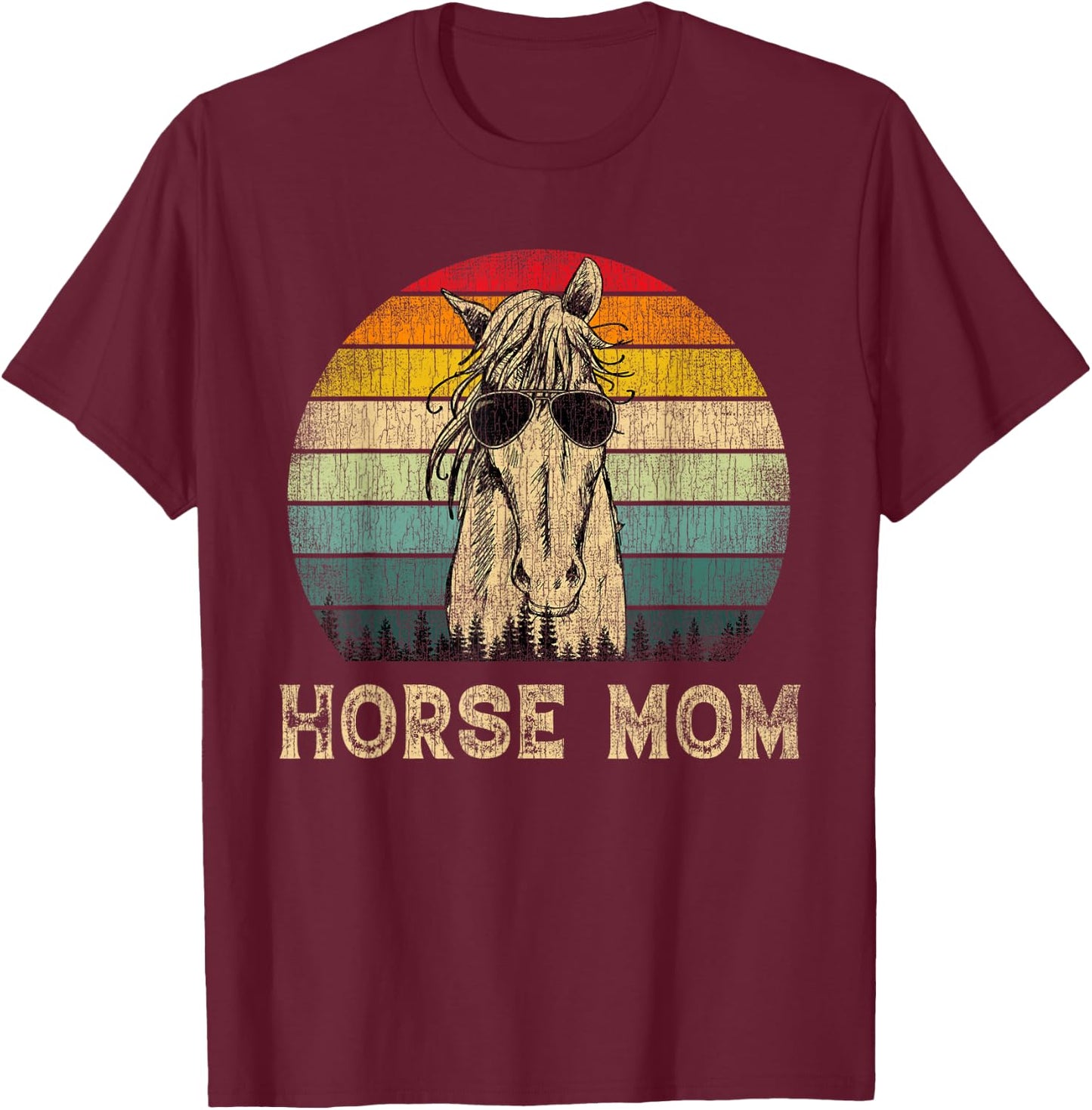Vintage Horse Mom Horse Lovers Mommy Mother's Day T-Shirt - T-Shirt | Maroon