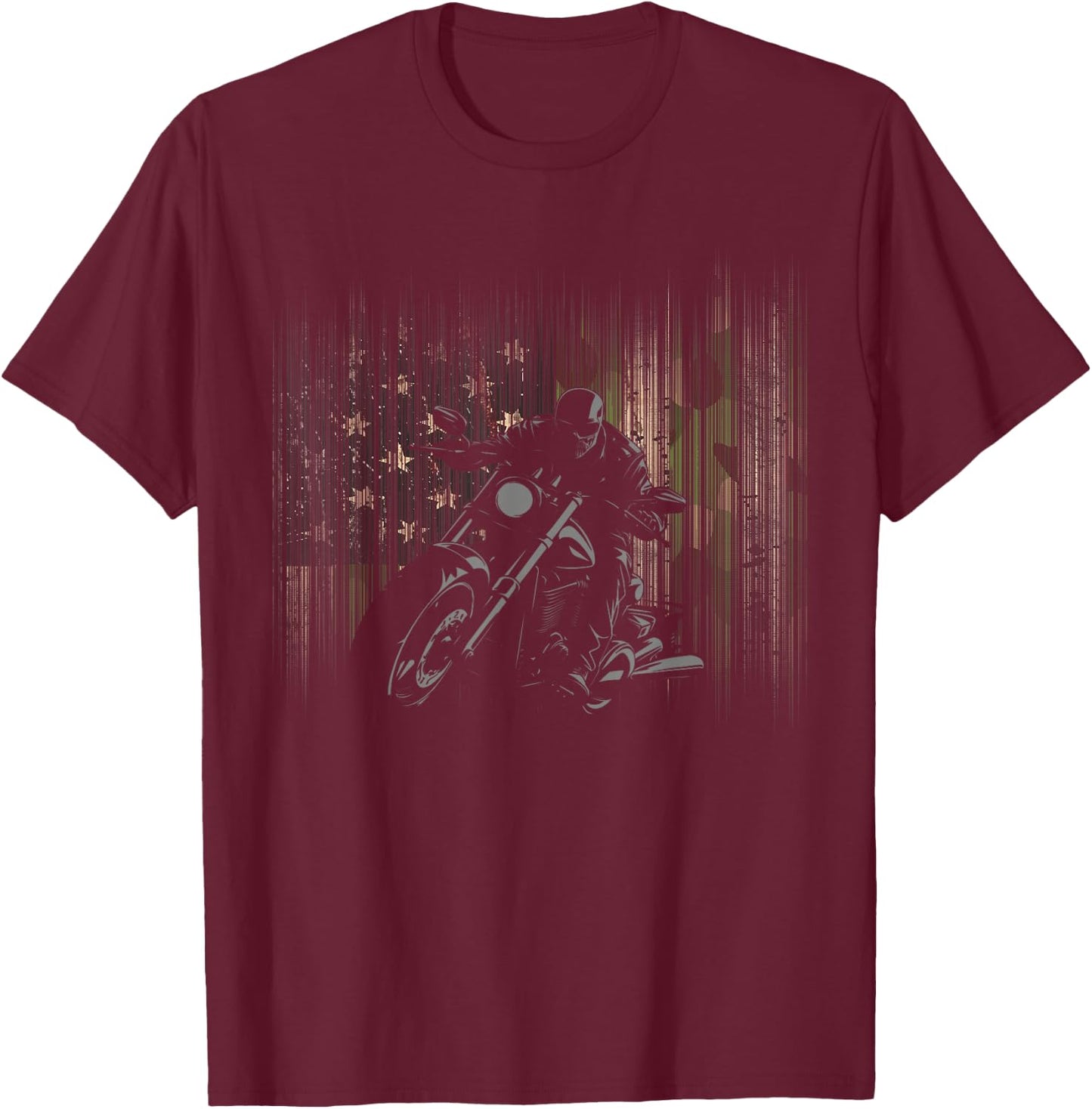 American Flag Camouflage Motorcycle T-Shirt - T-Shirt | Maroon