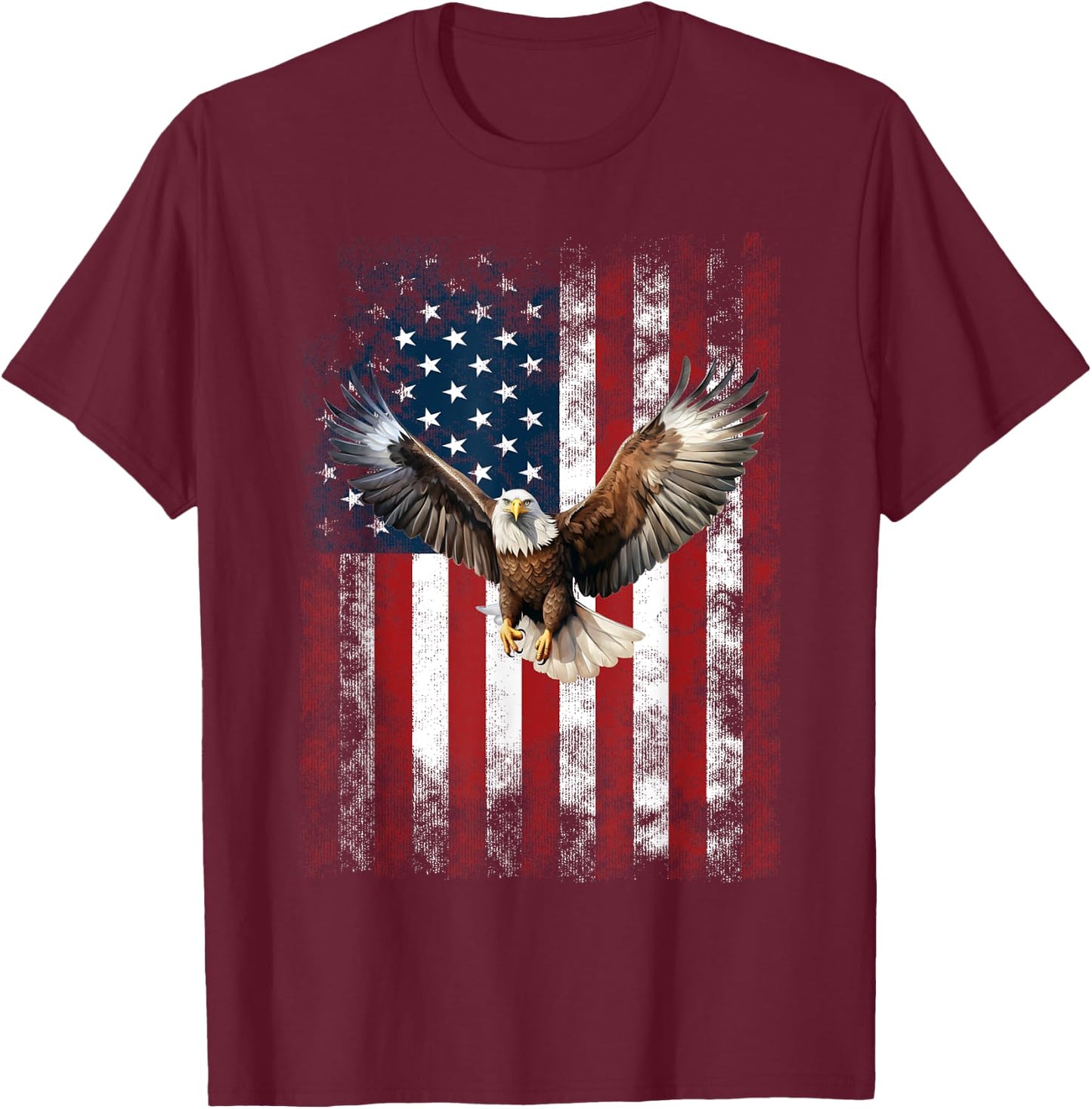 Patriotic Eagle 4th Of July USA American Flag T-Shirt - T-Shirt | Maroon