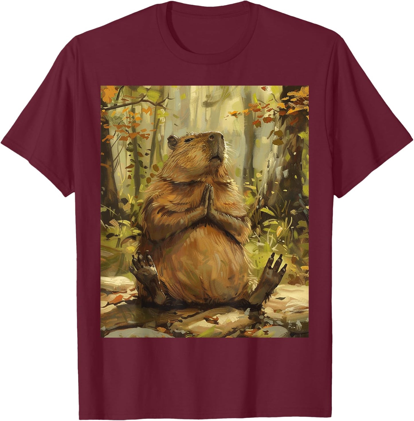 Funny Graphic Capybara T-Shirt - T-Shirt | Maroon