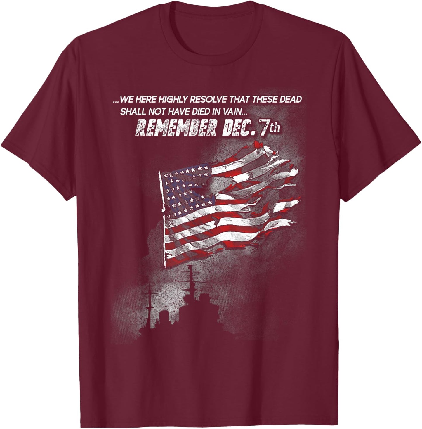 Pearl Harbor: Remember Dec. 7th T-Shirt - T-Shirt | Maroon