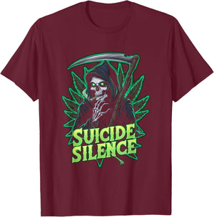 Suicide Silence Grim Reaper Occult Gothic Horror T-Shirt - T-Shirt | Maroon