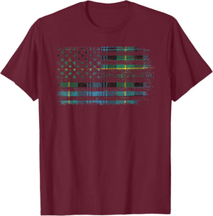 Clan Gordon Scottish tartan US flag kilt Scotland T-Shirt - T-Shirt | Maroon