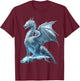 Ice Dragon Motif Mythical Illustration Ice Dragon T-Shirt - T-Shirt | Maroon