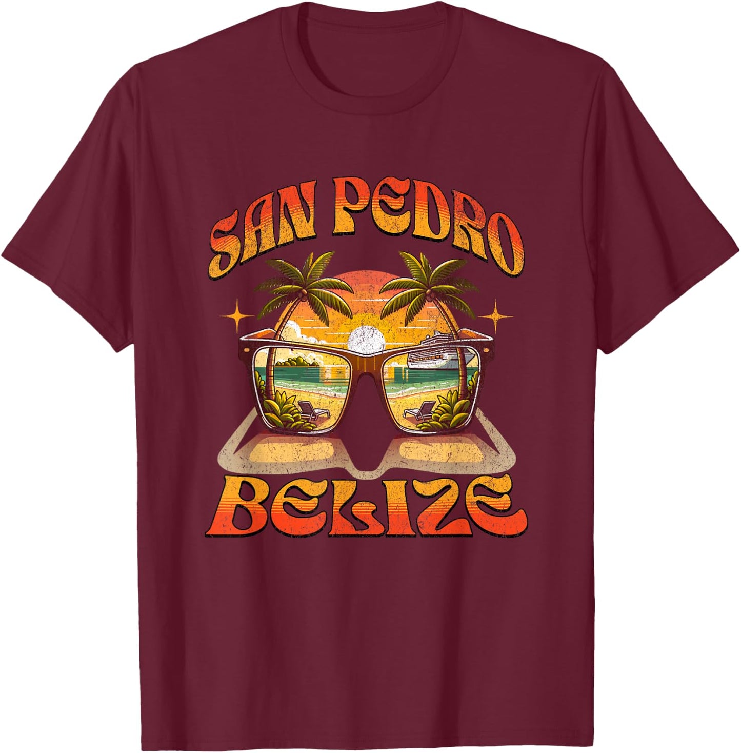 San Pedro Belize Great Travel Vacation Gift Design T-Shirt - T-Shirt | Maroon
