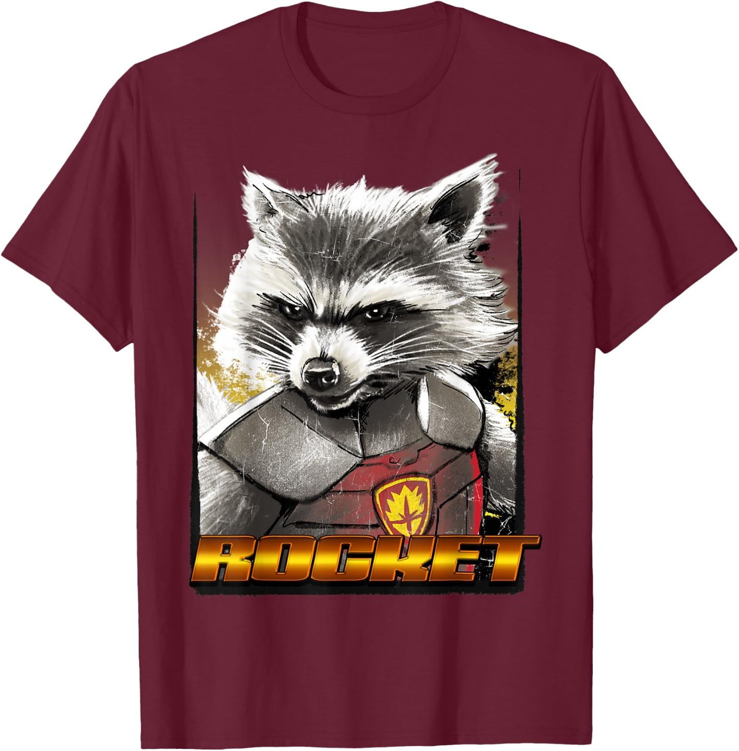 Marvel Guardians of The Galaxy Rocket Glare Wanted Poster Small T-Shirt - T-Shirt | Maroon
