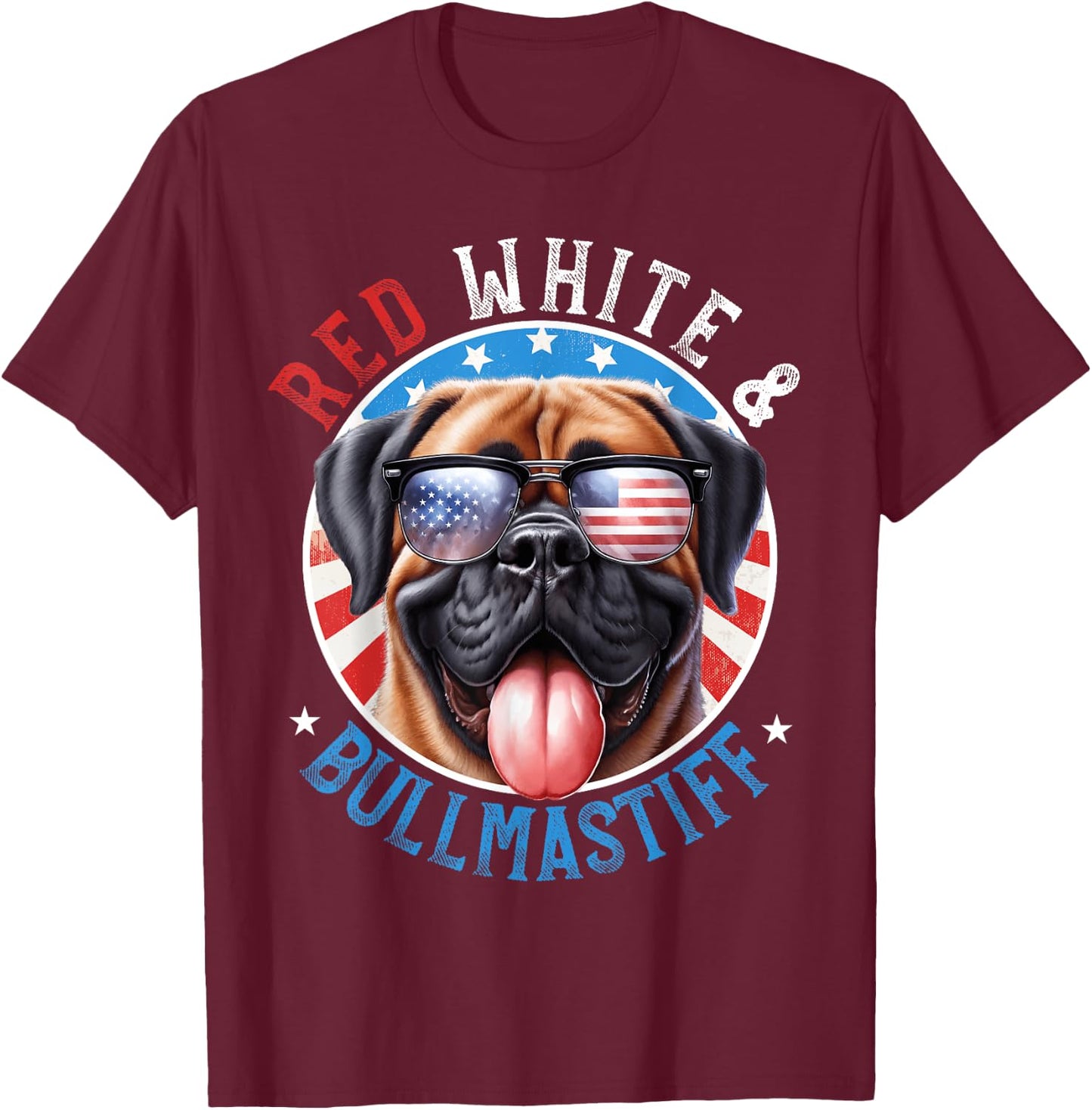 Bullmastiff Dog 4th of July Red White and The Gentle Giant T-Shirt - T-Shirt | Maroon