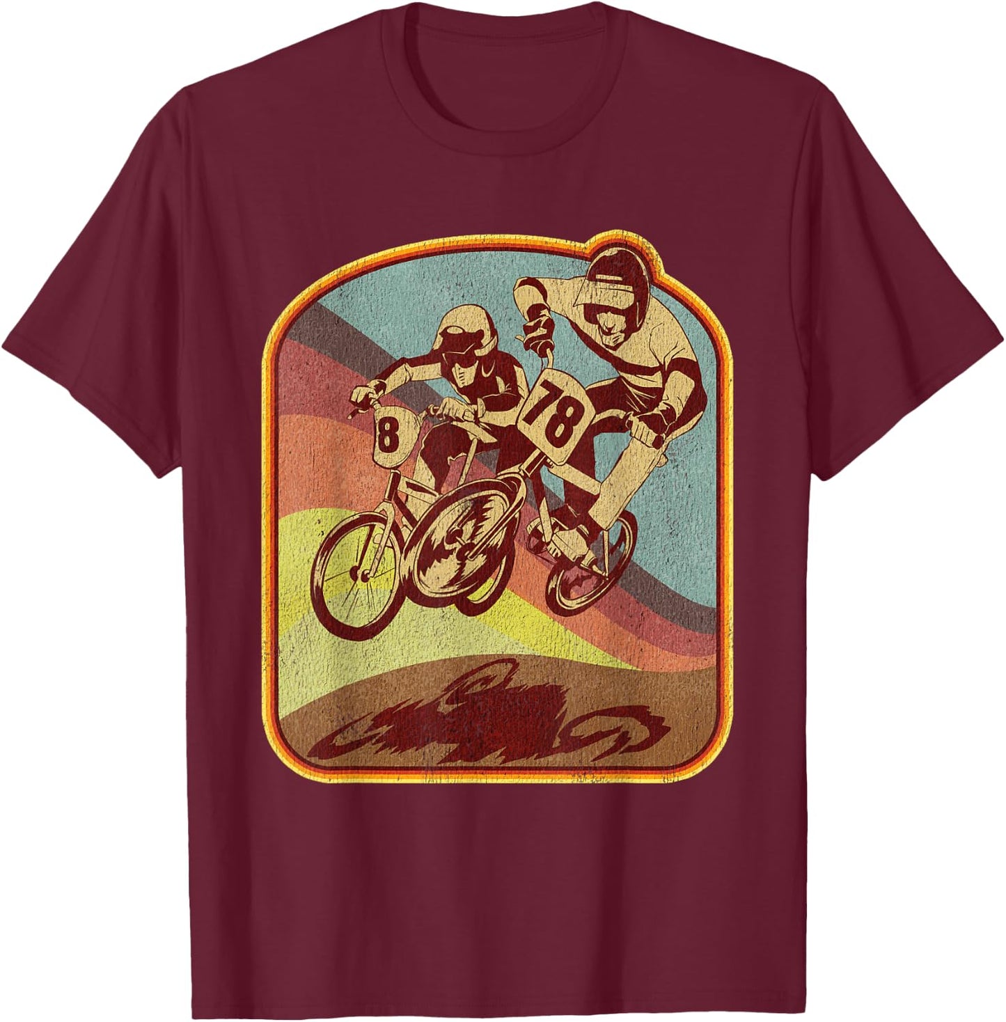 Vintage 80s BMX Rad Distressed Graphic T-Shirt - T-Shirt | Maroon