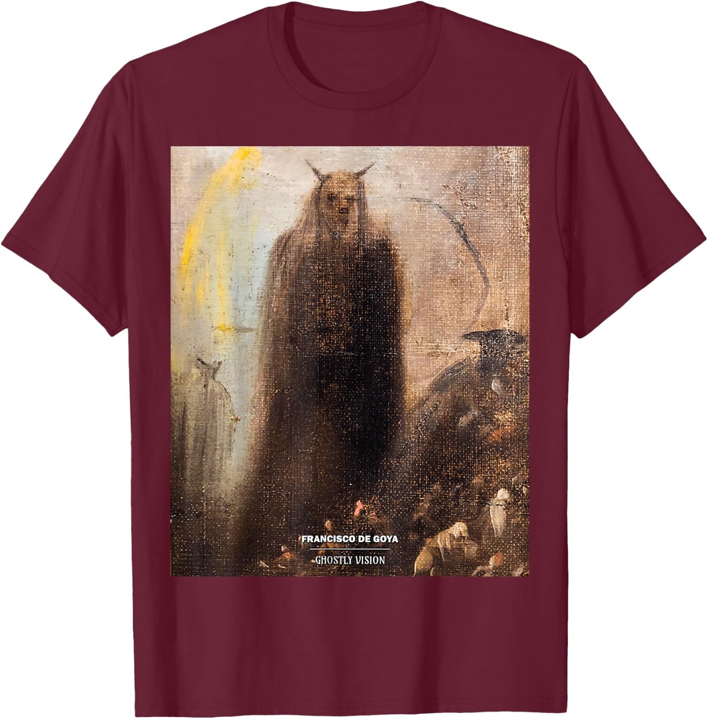 Ghostly Vision - Francisco Goya Horror Painting Art T-Shirt - T-Shirt | Maroon