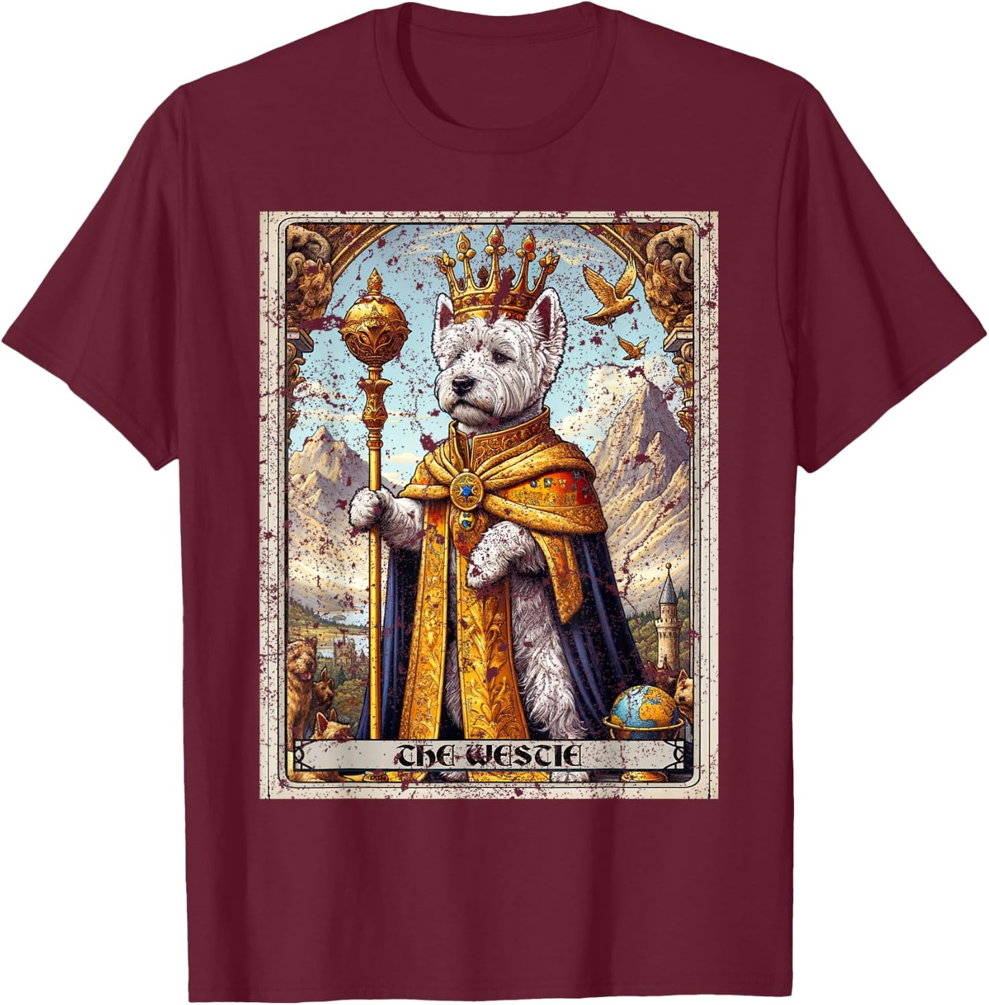 Westie Tarot Card Dog T-Shirt - T-Shirt | Maroon