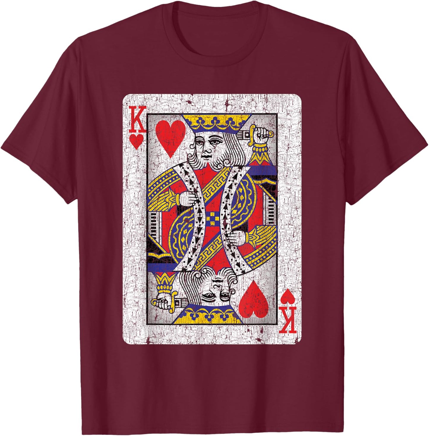 King of Hearts Card - Poker, Bridge Player, Costume T-Shirt - T-Shirt | Maroon