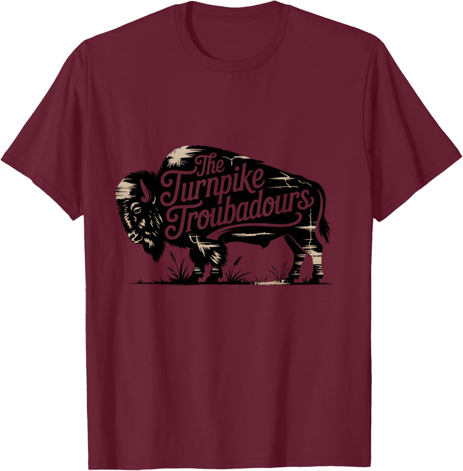 Vintage Turnpike Distressed Country Music Men Women T-Shirt - T-Shirt | Maroon