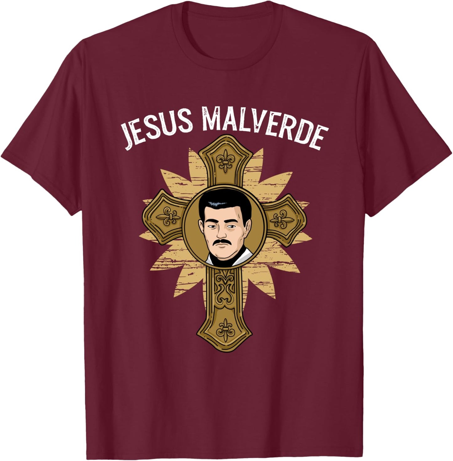 Jesus Malverde Shirt Men Women Malverde Gifts Jesus Malverde T-Shirt - T-Shirt | Maroon