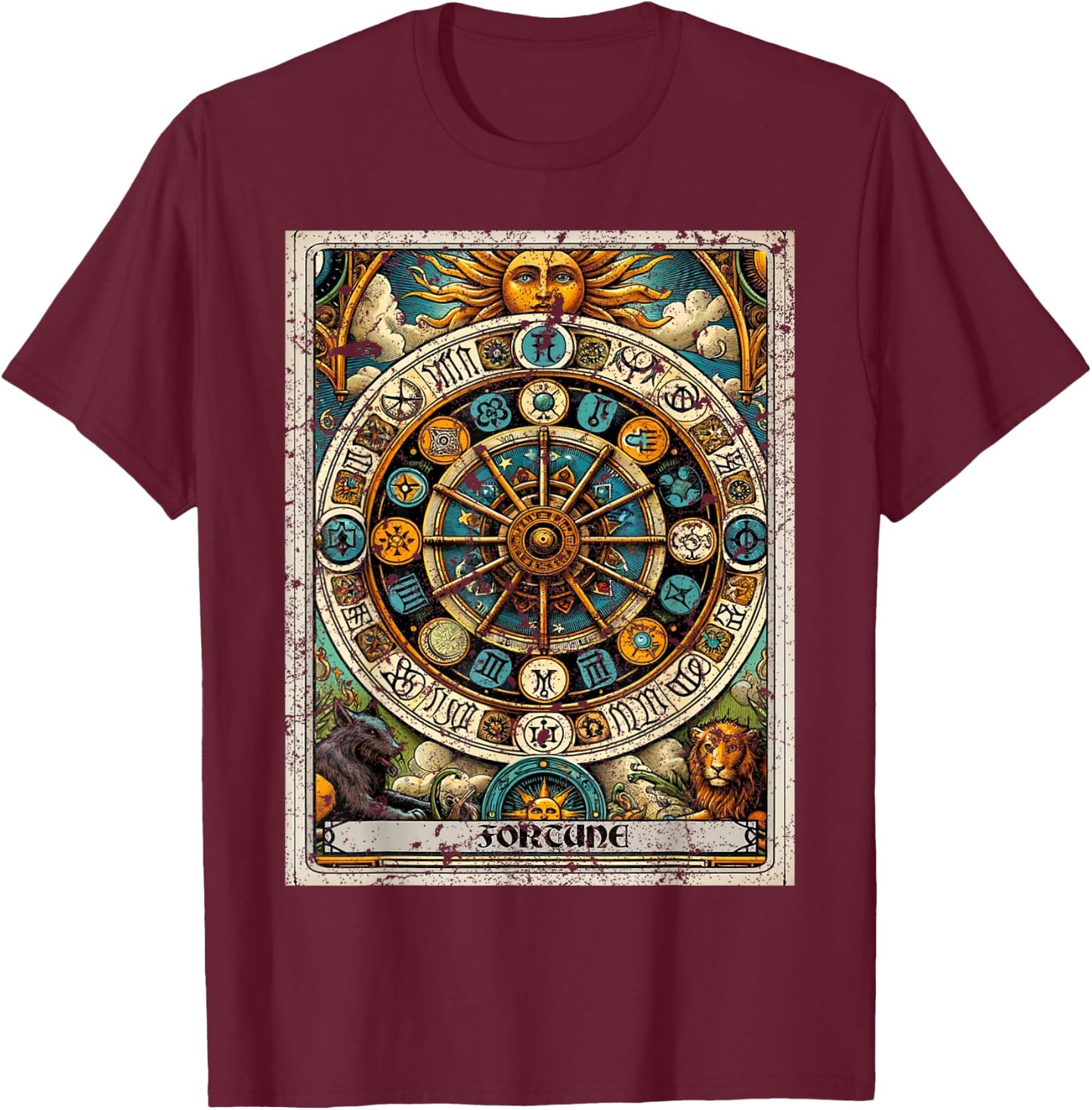 Tarot Card The World T-Shirt - T-Shirt | Maroon