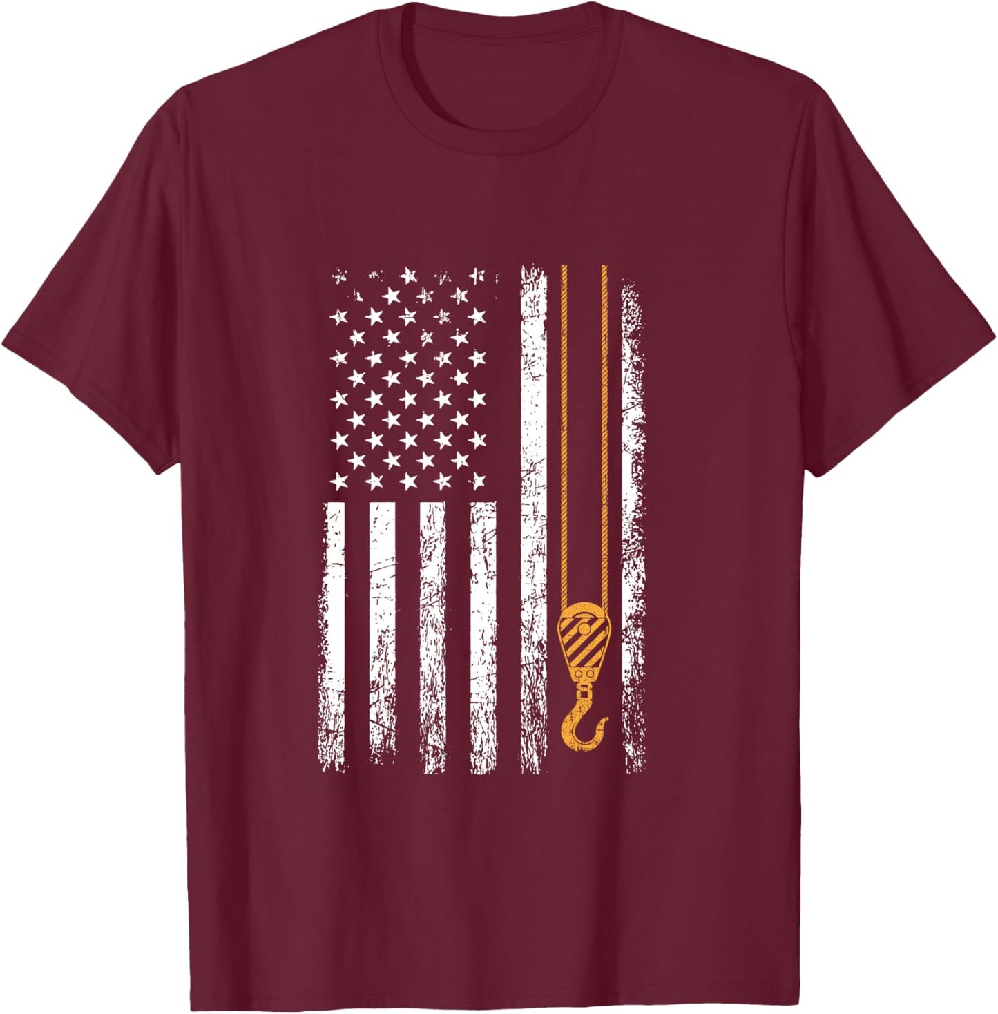 Crane Operator American Flag, Crane Operator T-Shirt - T-Shirt | Maroon
