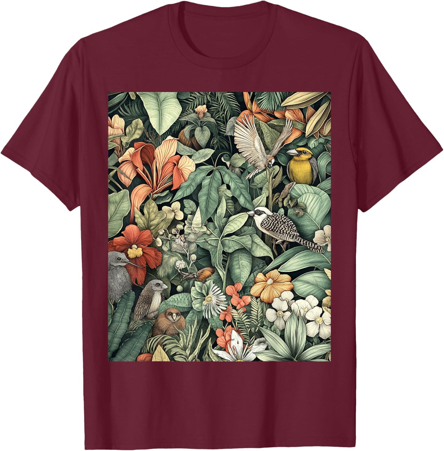 Botanical Illustrations for Nature Lovers T-Shirt - T-Shirt | Maroon