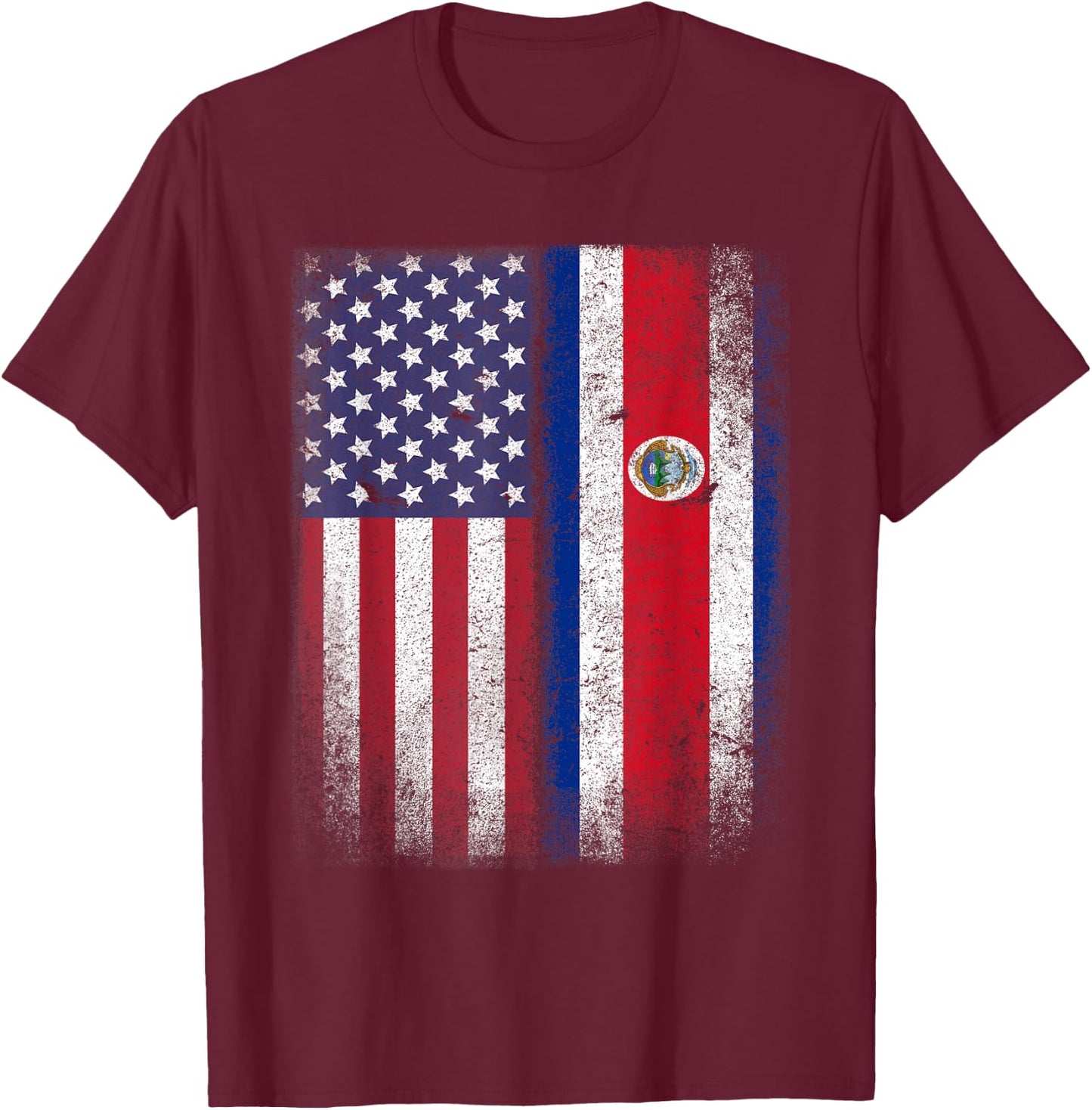 Costa Rican American Flag Costa Rica USA Gift America T-Shirt - T-Shirt | Maroon