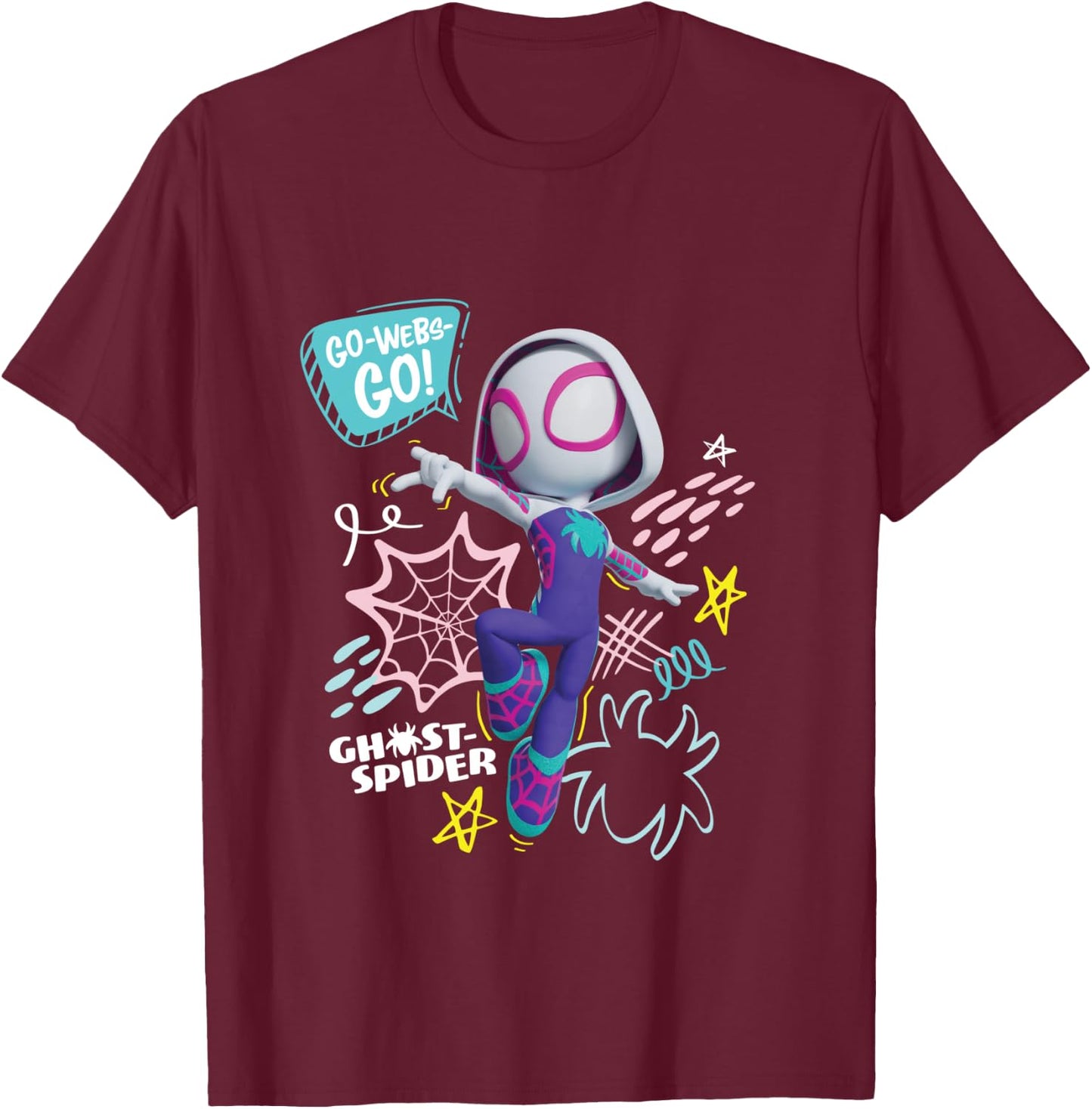 Marvel Spidey and His Amazing Friends Ghost-Spider Go Webs! T-Shirt - T-Shirt | Maroon