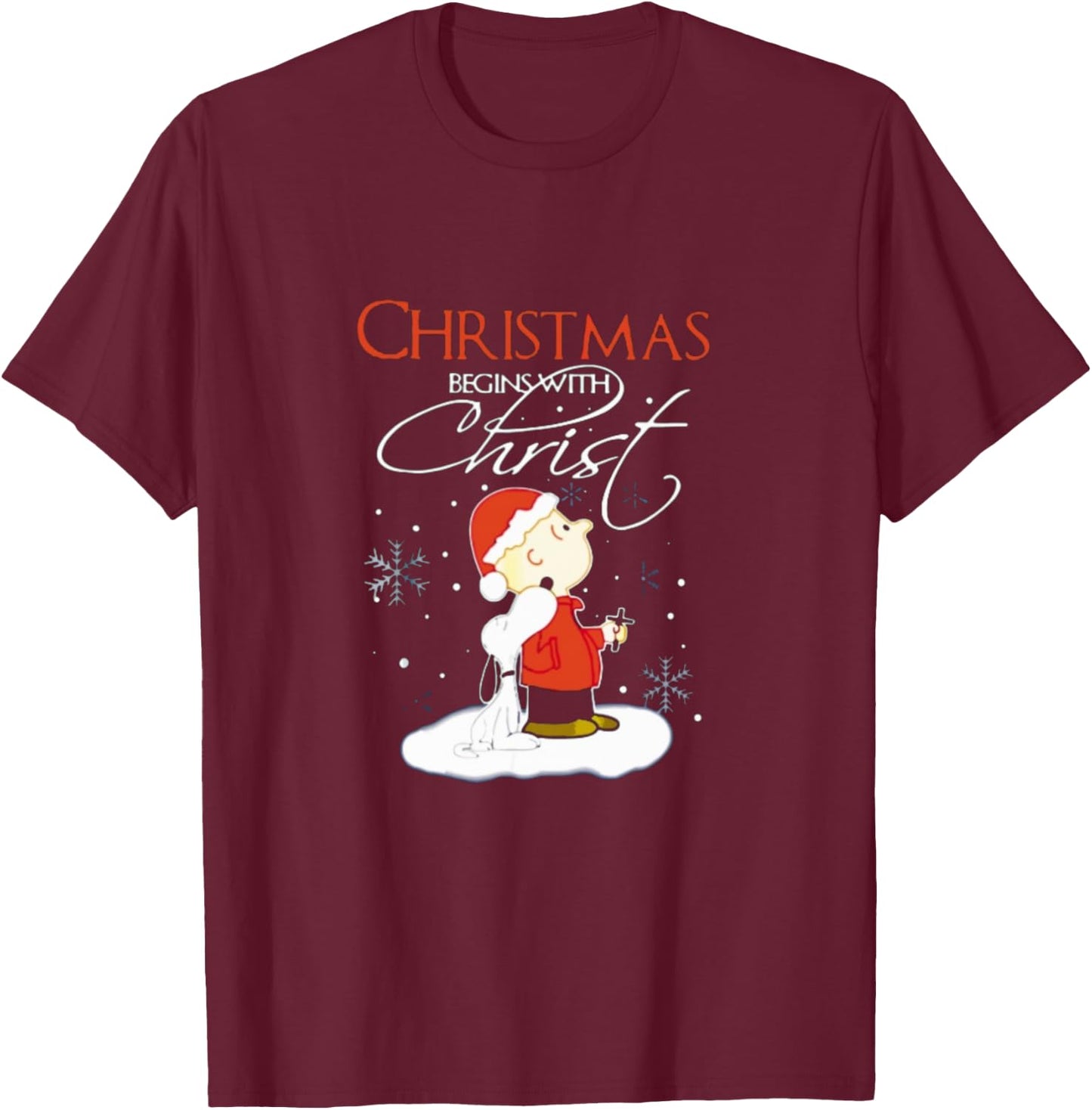 Christmas Begins With Christ Xmas Gift Holiday costume T-Shirt - T-Shirt | Maroon