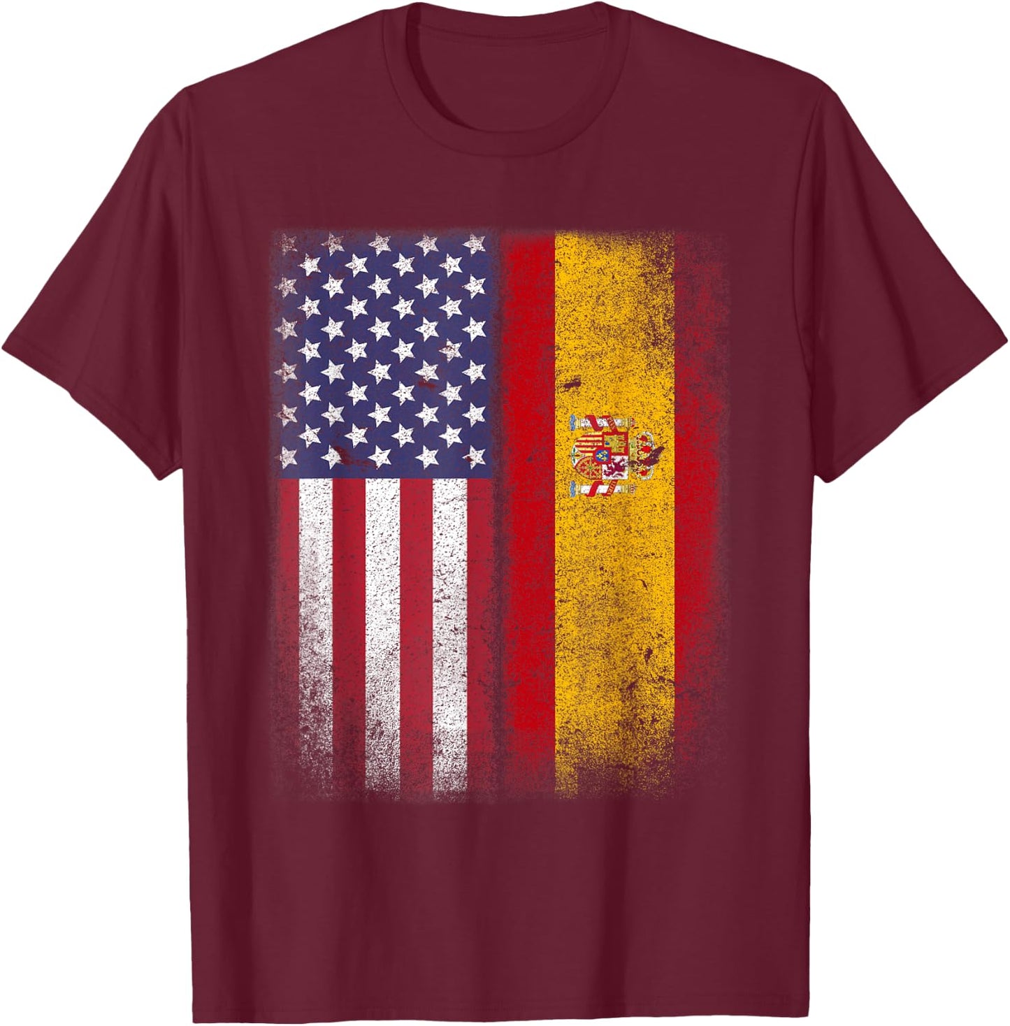 Spanish American Flag Spain Usa Bandera Espana T-Shirt - T-Shirt | Maroon