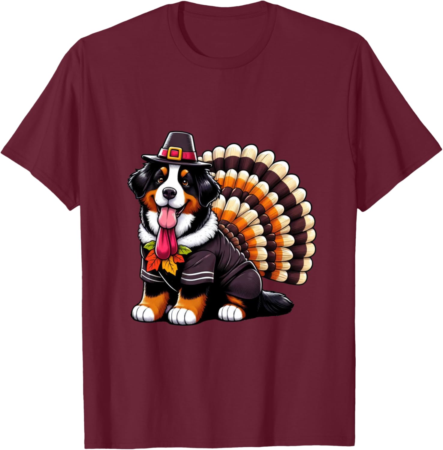 Cute Dog Bernese Mountain Thanksgiving Kids Teen Girl Boy T-Shirt - T-Shirt | Maroon