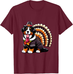 Cute Dog Bernese Mountain Thanksgiving Kids Teen Girl Boy T-Shirt - T-Shirt | Maroon