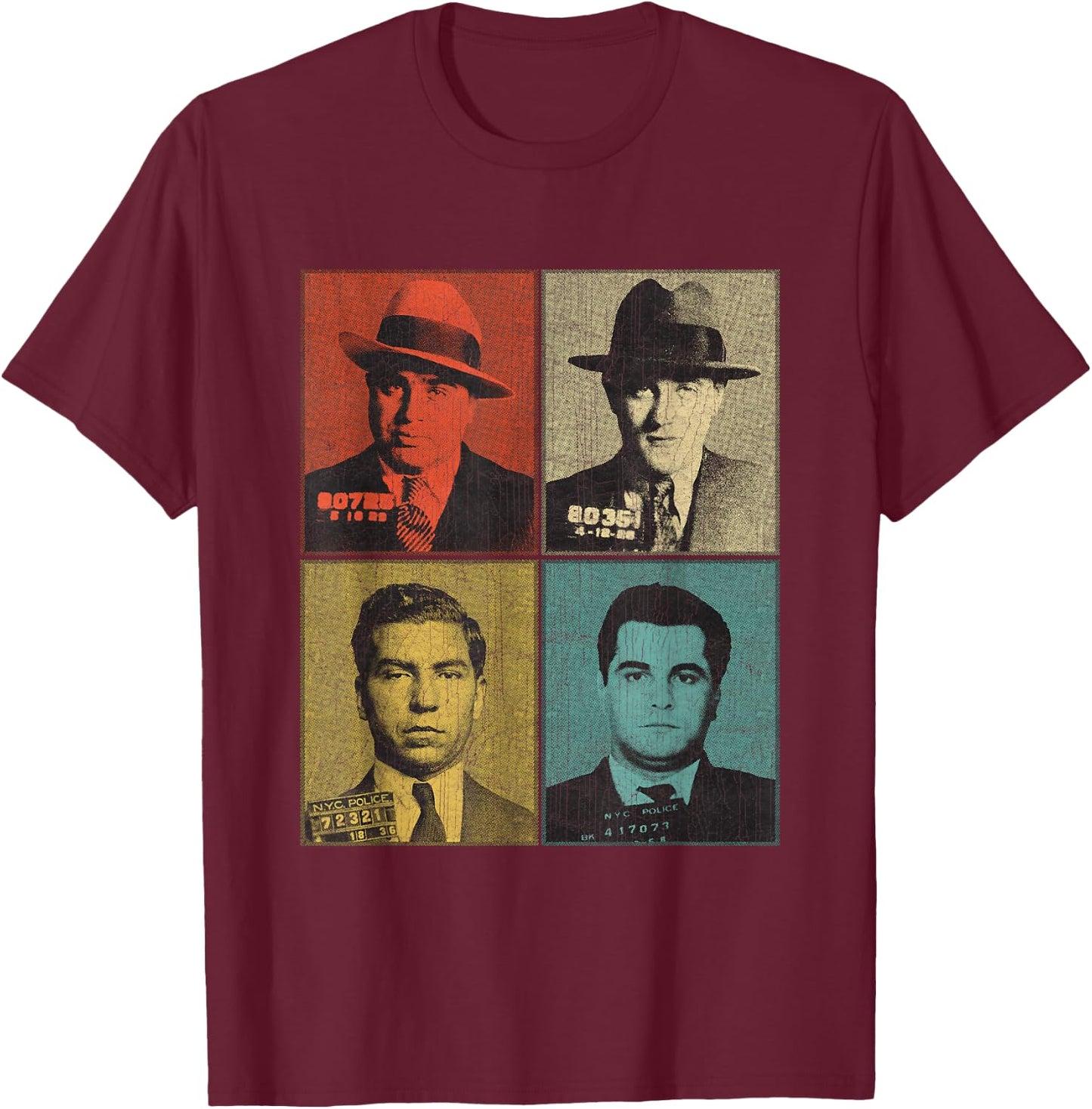 American Gangsters Mafia Bosses Small T-Shirt - T-Shirt | Maroon